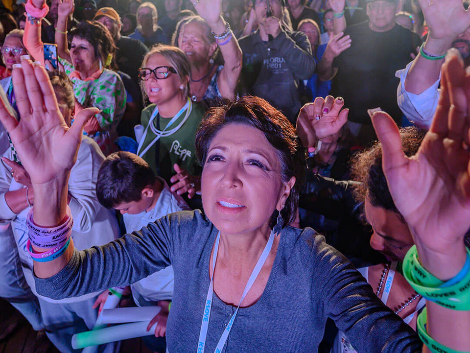 Crowd worshiping during a concert on the K-LOVE Cruise.