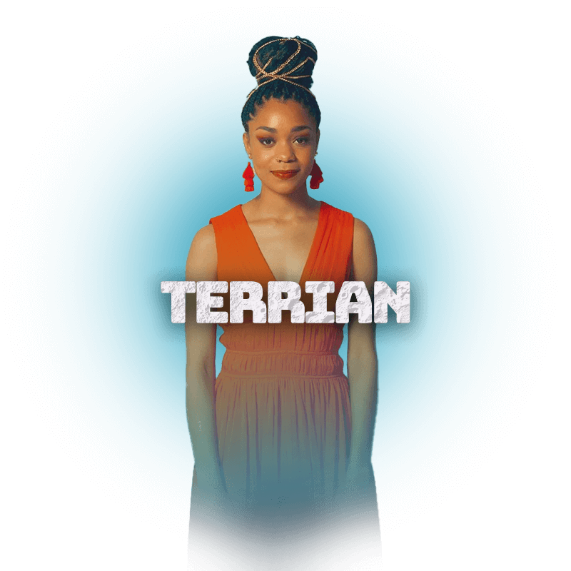 Artist Terrian posing for a photo shoot.