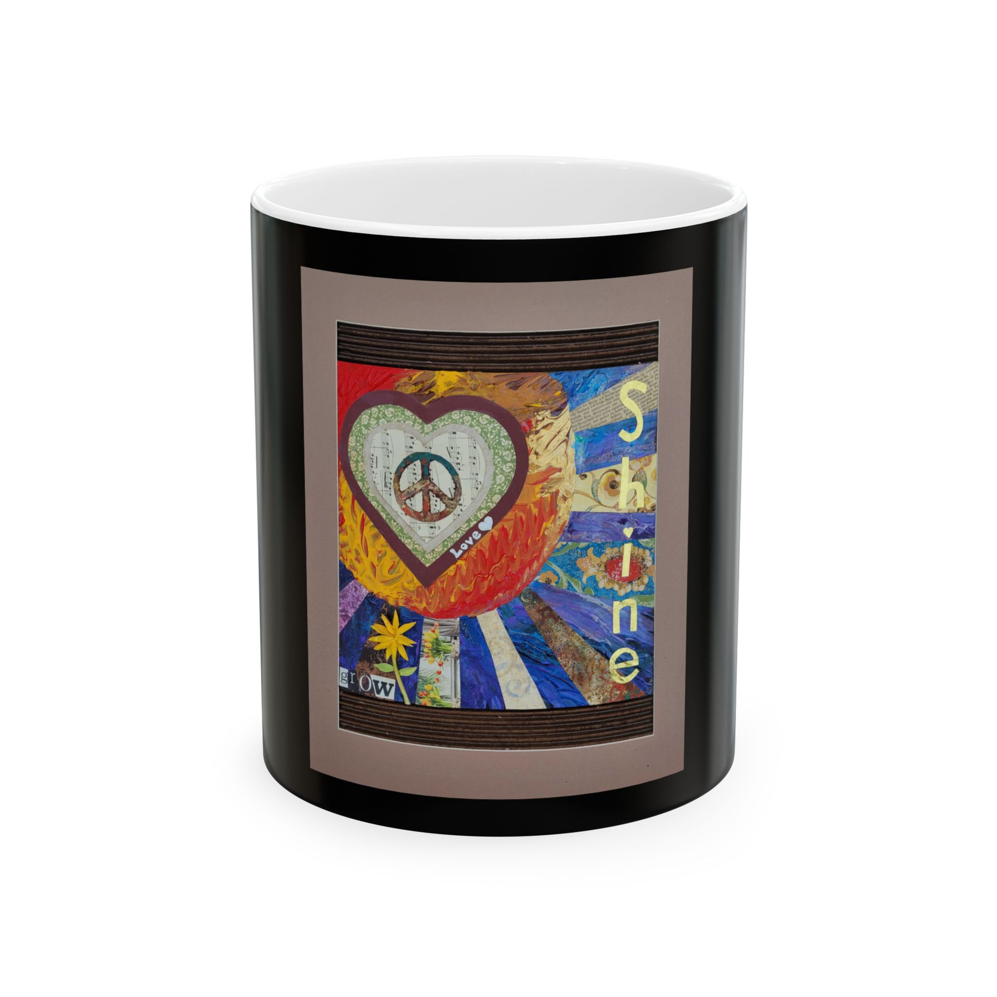 Colorful Peace Heart Ceramic Mug - 11oz and 15oz Unique Coffee Cup
