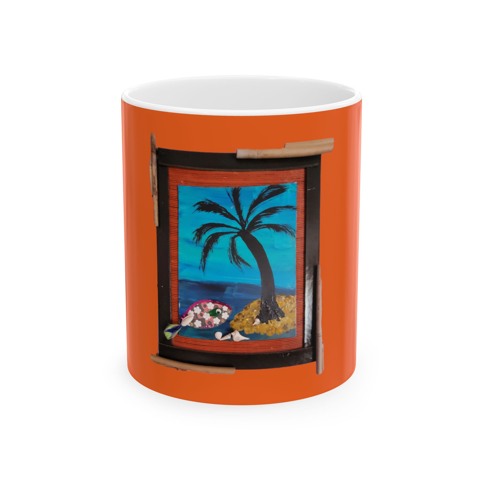 Tropical Paradise Ceramic Mug - 11oz & 15oz - Vibrant Palm Tree Design