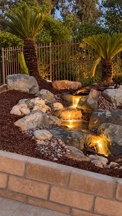 Breathtaking pondless waterfall installed in San Bernardino County, California
