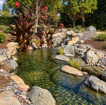 Amazing backyard ecosystem pond in Riverside, California.