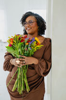 Woman and flower bouquet