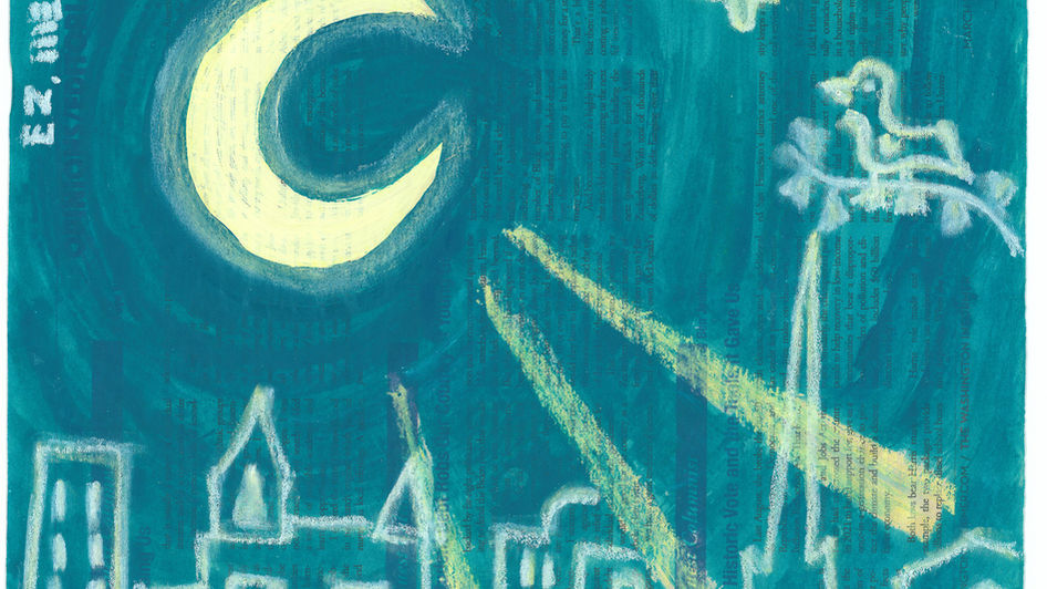 Maria Elena Moioli art_L'Una Città, acrylic on newspaper