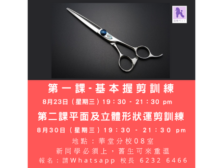 8月份【 基本握剪訓練班第一課及第二課】
