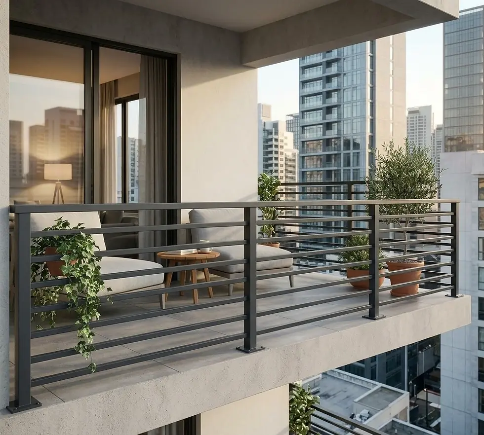 modern horizontal bar balcony grill design for urban apartment balcony