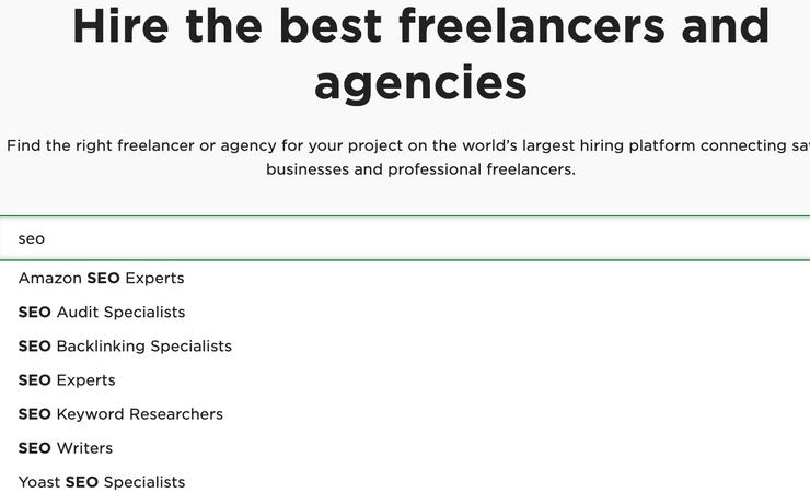 upwork - seo experts search