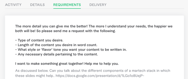 fiverr requirements - Luca Tagliaferro