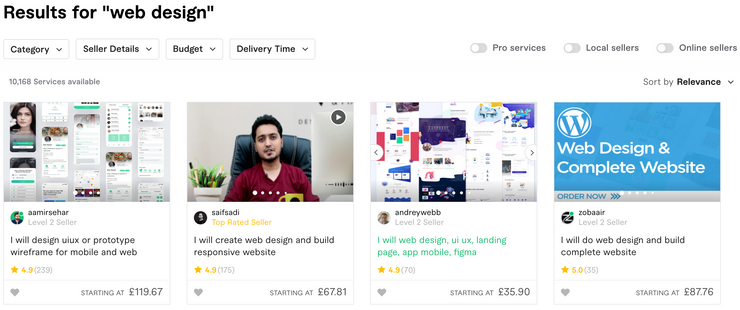 web design freelancers- fiverr