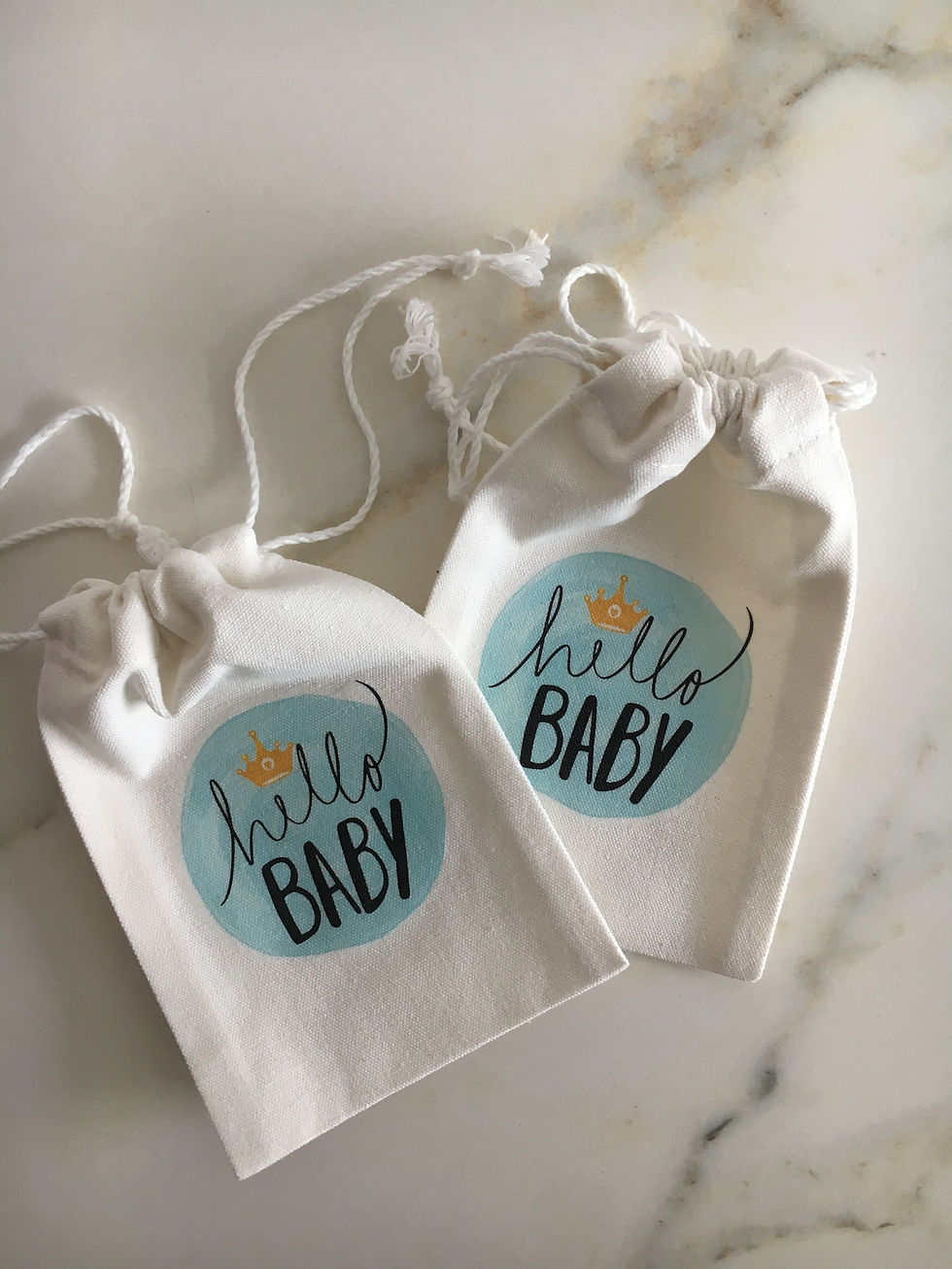 Leinenbeutel für Babyshowers: rosa oder blau