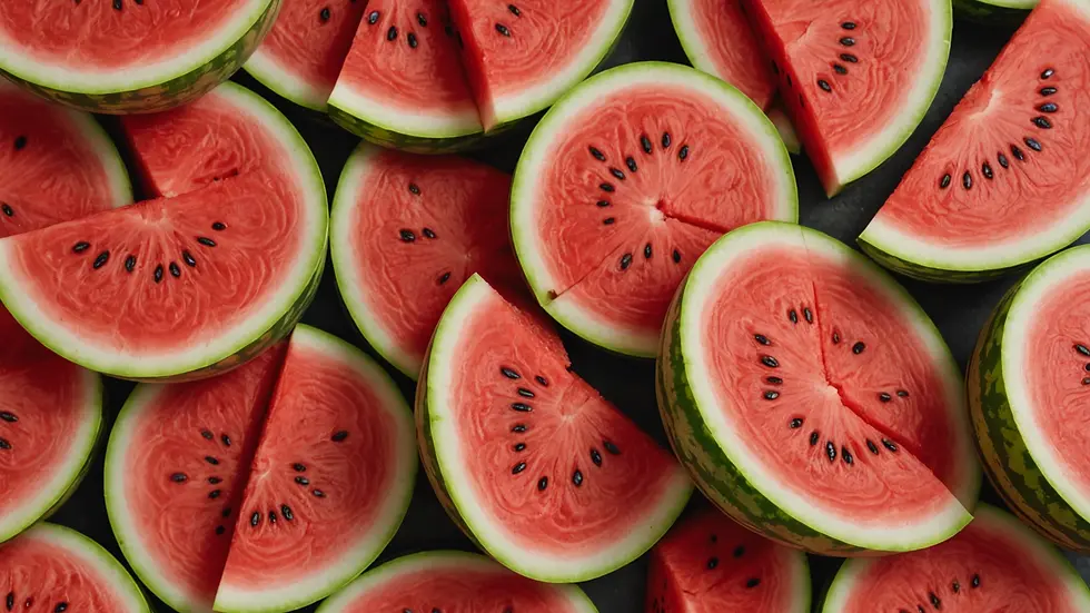 Close-up view of a sliced watermelon with juicy red flesh