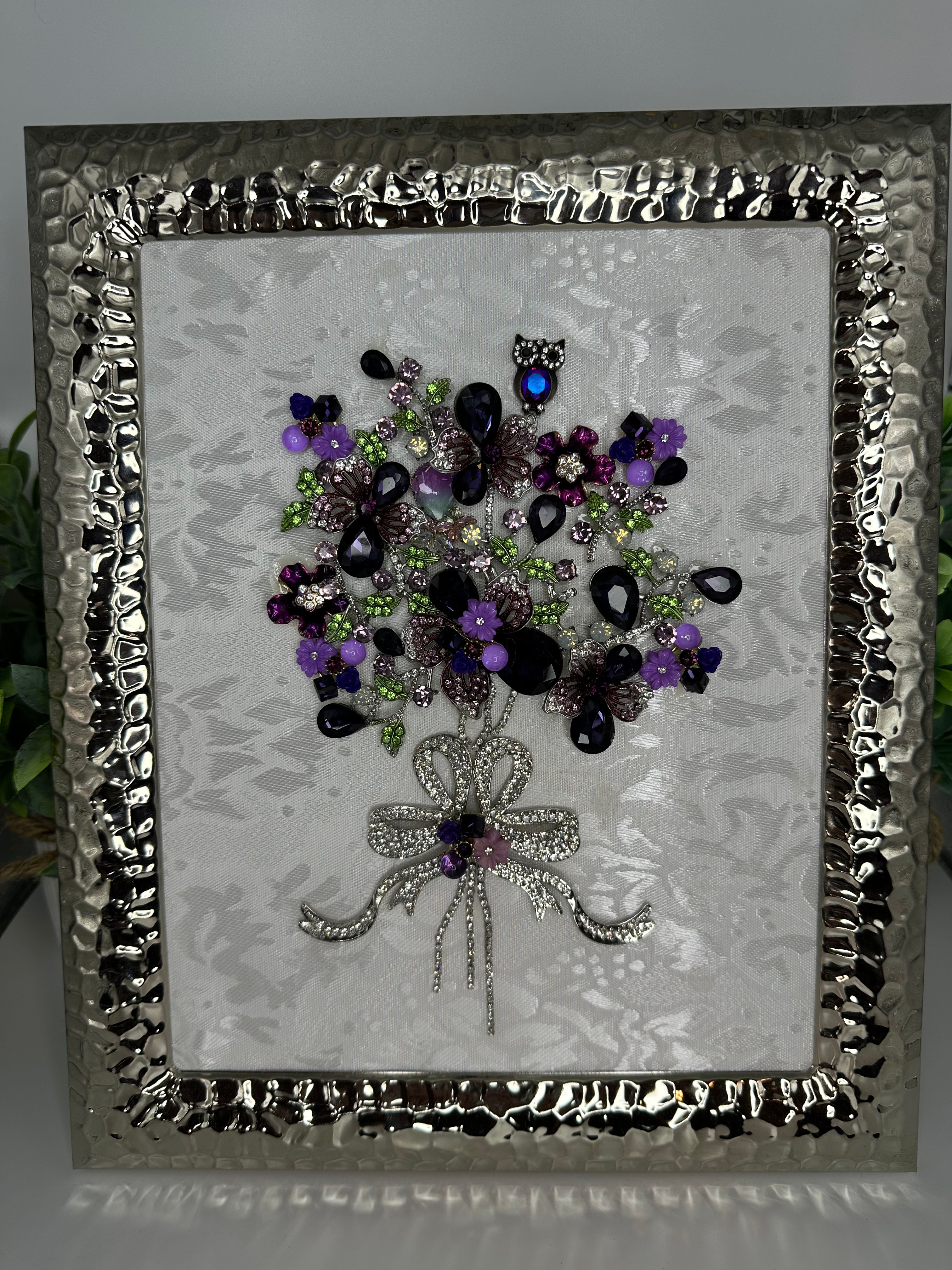 Purple Bouquet in Silver Framw