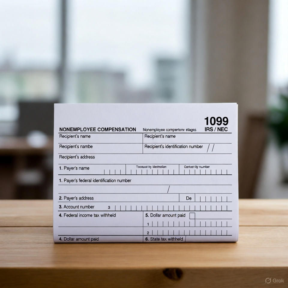 Blank IRS Form 1099-NEC for reporting nonemployee compensation to contractors as required for landlords.