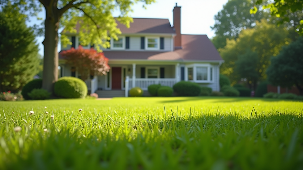 Eye-level view of a residential rental property with a well-maintained lawn