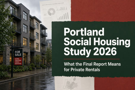 Thumbnail graphic for Portland social housing study 2026 article about the final PHB report and private rentals.