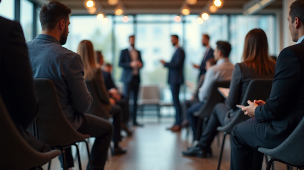 Eye-level view of a group of real estate investors networking at a workshop