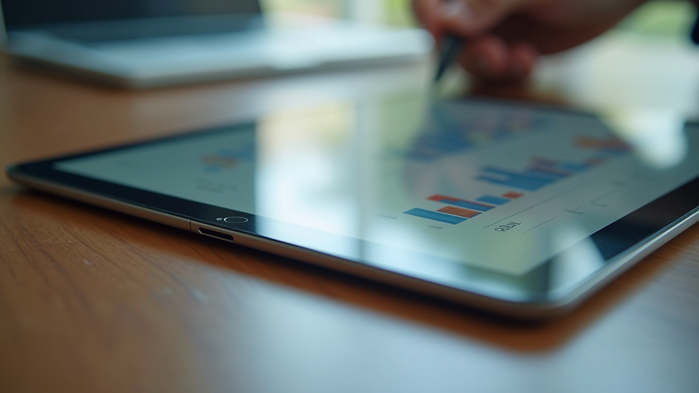 Close-up of a tablet showing a property management course
