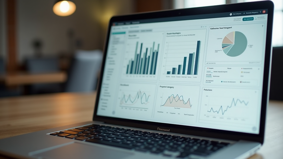 Close-up view of a laptop screen showing property management software dashboard