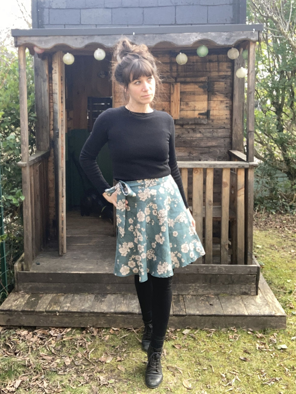 Thumbnail: Jupe portefeuille - Cherry blues