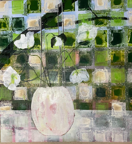 .Valmuer i vase akryl 80x80. 3800 kr