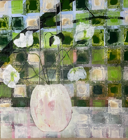 .Valmuer i vase akryl 80x80. 3800 kr