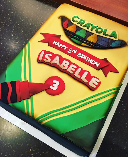 A custom crayon box cake