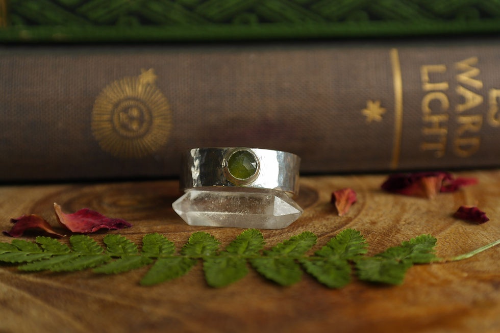 Thumbnail: Silver ring with Vesuvianite size 66