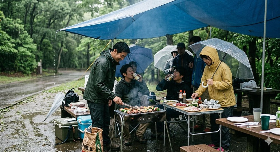 雨でもBBQは楽しい
