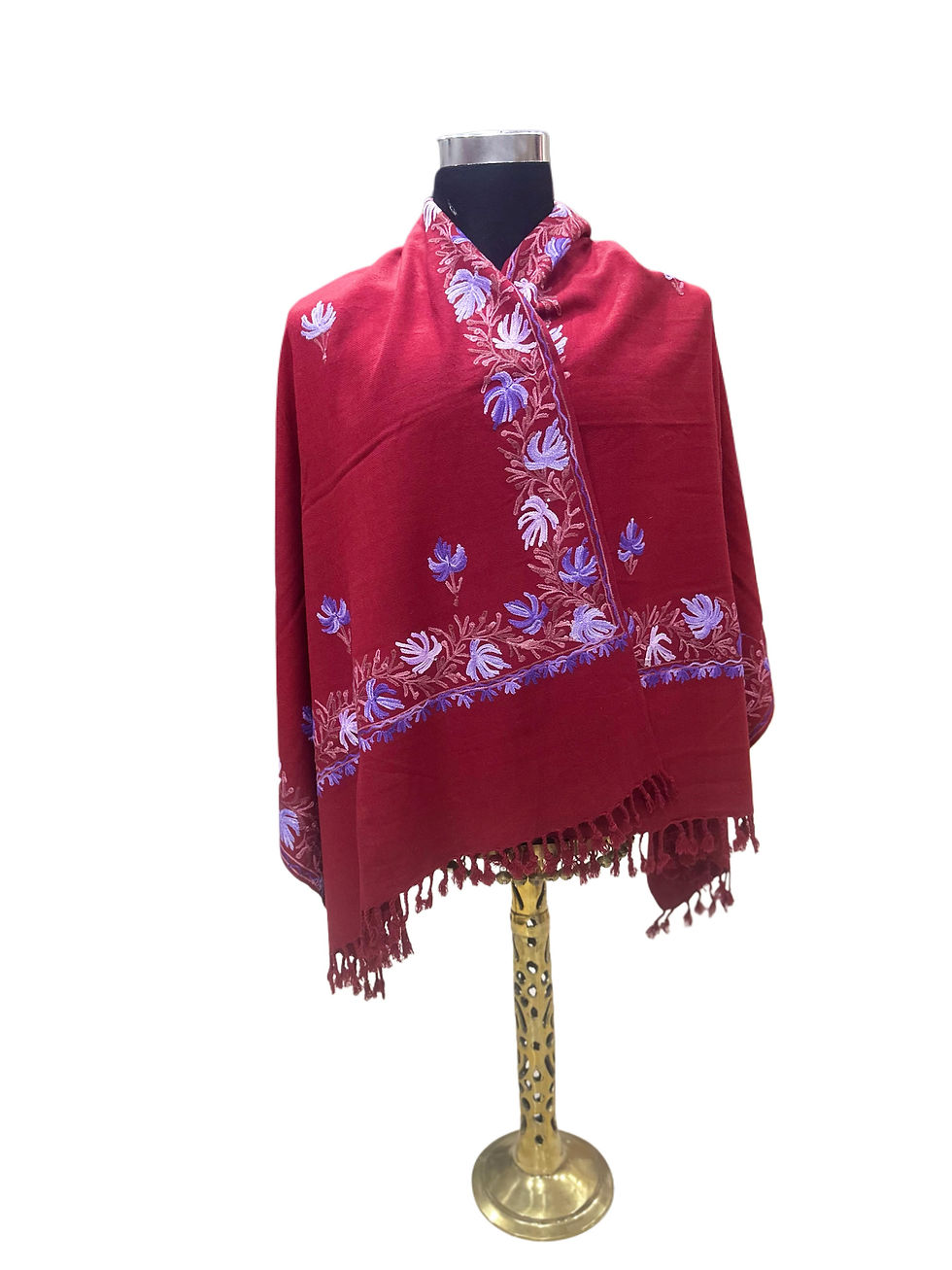 Kashmiri Woolen shawl with Embroidery | Elegant Winter Wrap | Traditional Ethnic Wear for Women - Dusty Rose