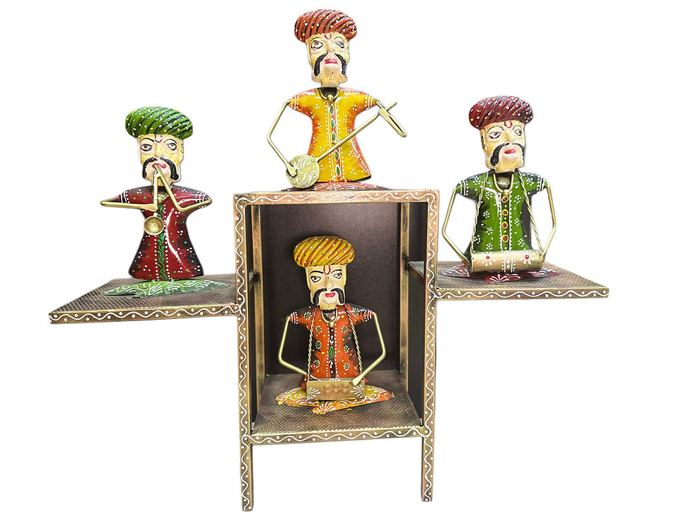 Handcrafted Rajasthani Metal Musician Set – Traditional Folk Art Décor