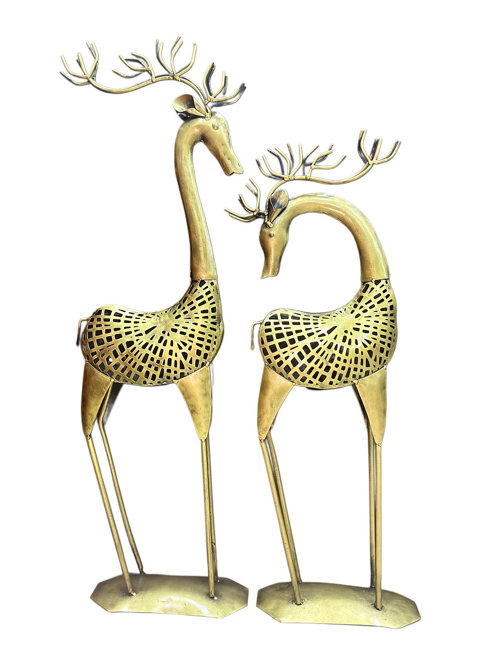 Elegant Brass Deer Sculpture Set – Handcrafted Home Décor