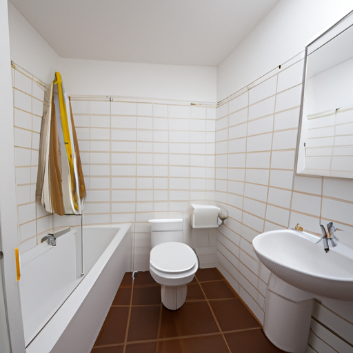 Baño con inodoro y lavamanos blanco