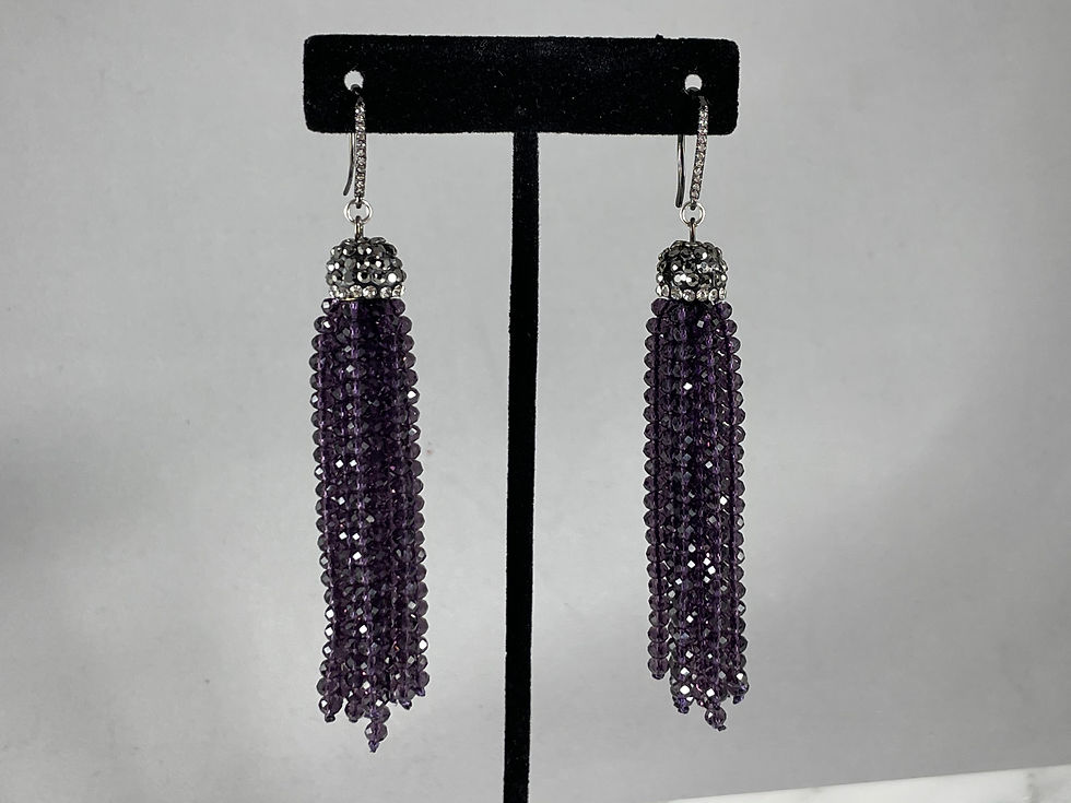 Amethyst Crystal Tassel Earrings