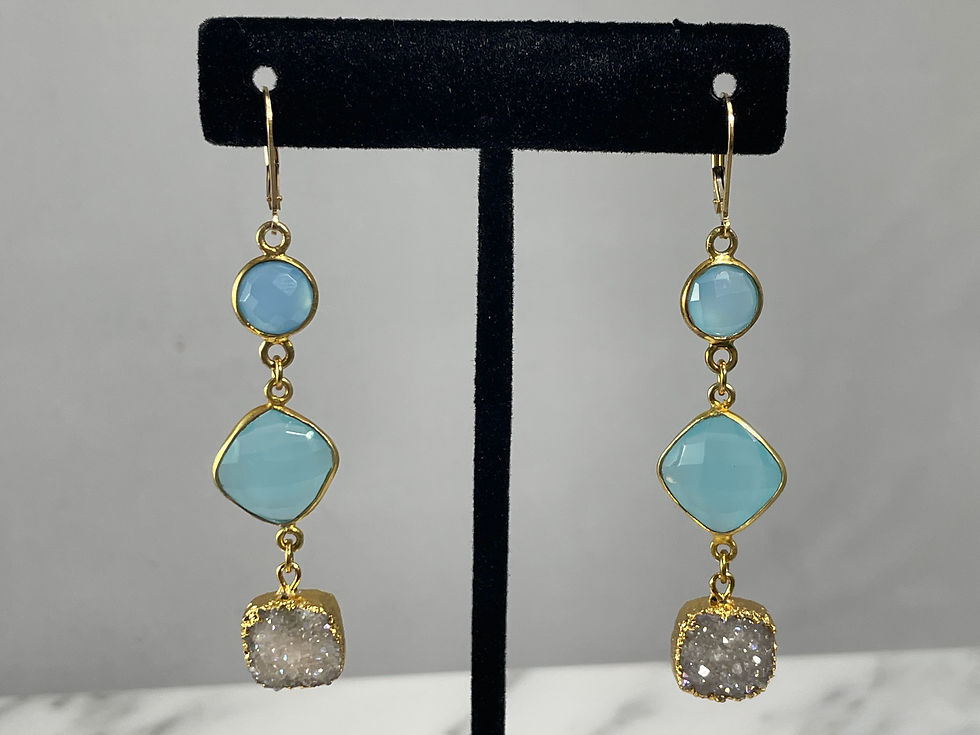Chalcedony and Druzy Earrings