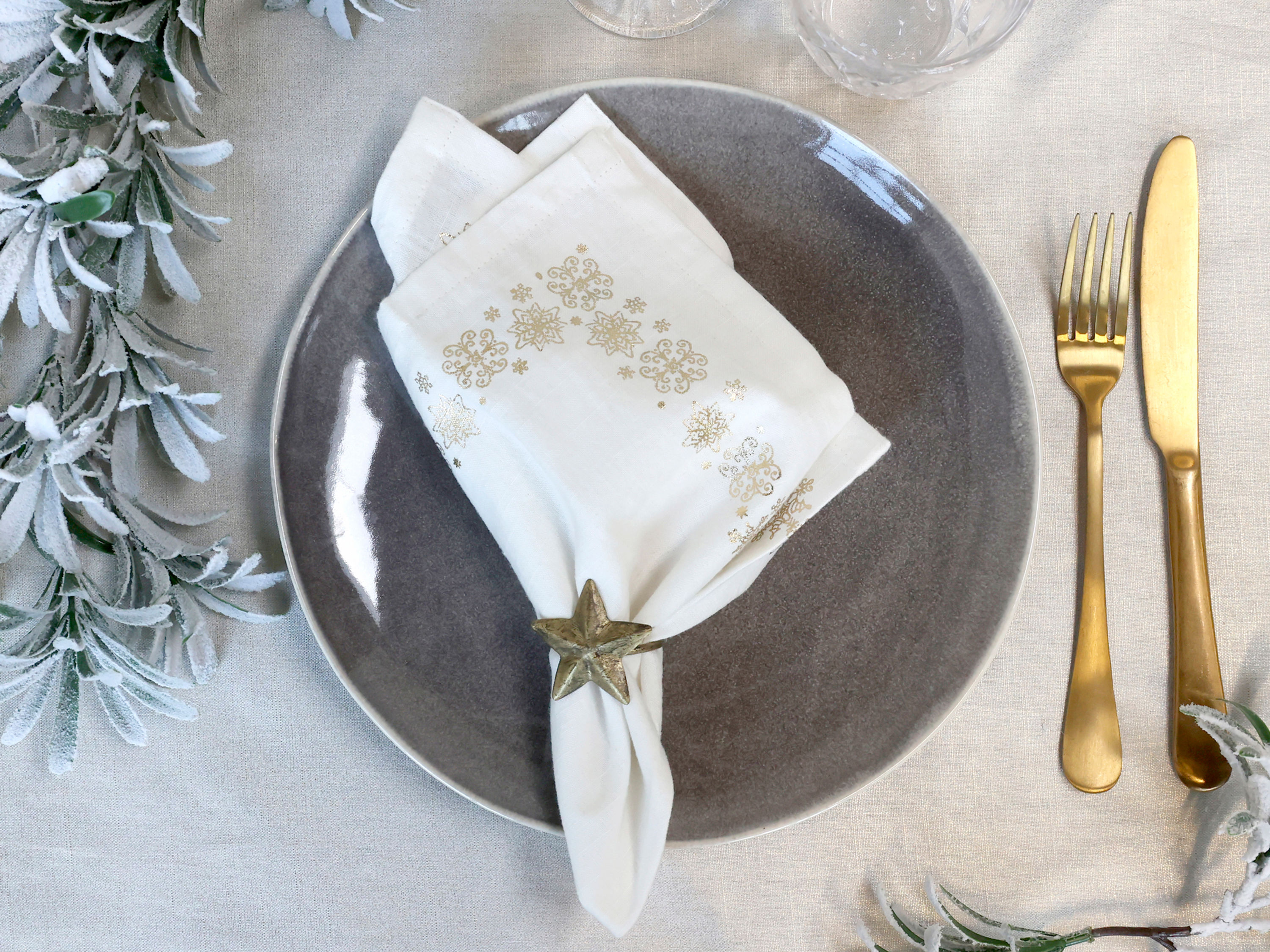 Napkins w. gold ice crystals set of 4