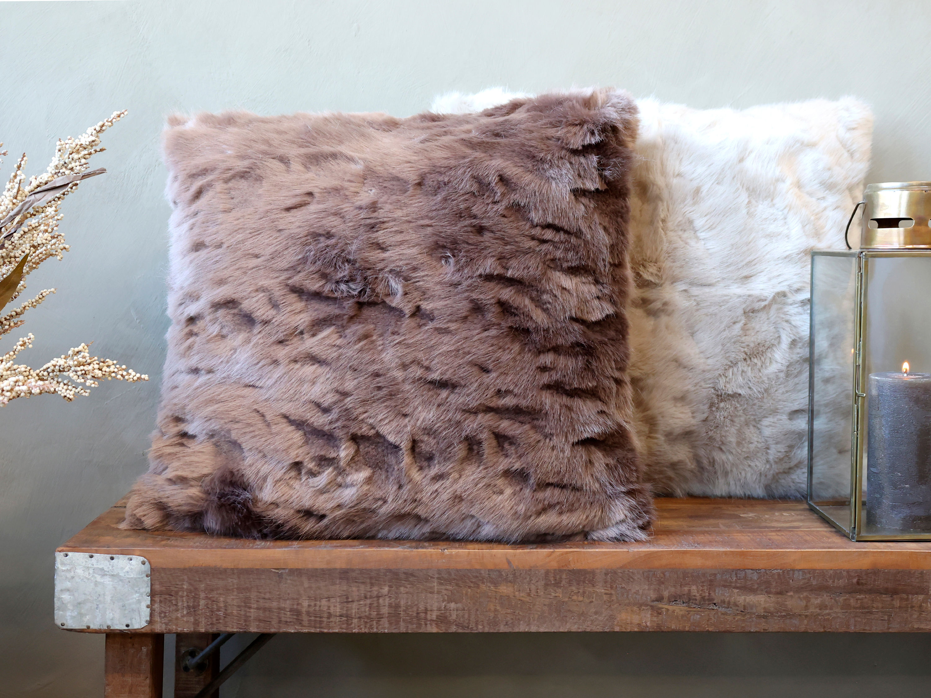Faux Fur Cushion - Chocolate