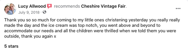Google review "The ice cream was top notch!"