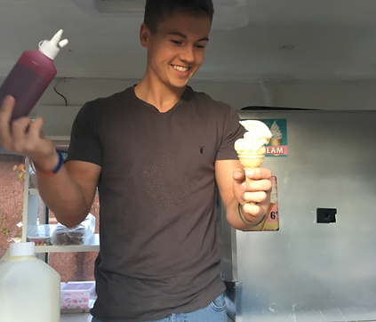 Jordan serving Mr whippy ice cream