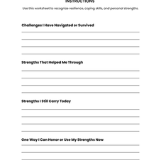 Strengths & Resilience Reflection Worksheet, Counseling Tool, Social Work Tool, Mental Health Worksheet