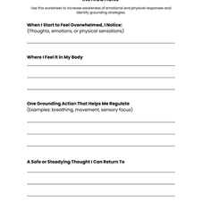Grounding And Regulation Support Worksheet, Counseling Tool, Social Work Tool, Mental Health Worksheet, Military Transition
