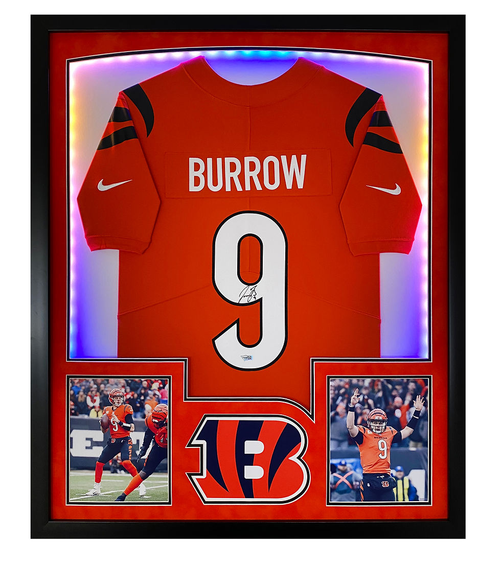Thumbnail: JOE BURROW Framed Jersey Autographed Cincinnati Bengals LED Frame
