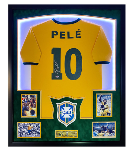 Pele Brazil National Team Framed Jersey LED Lights Signed