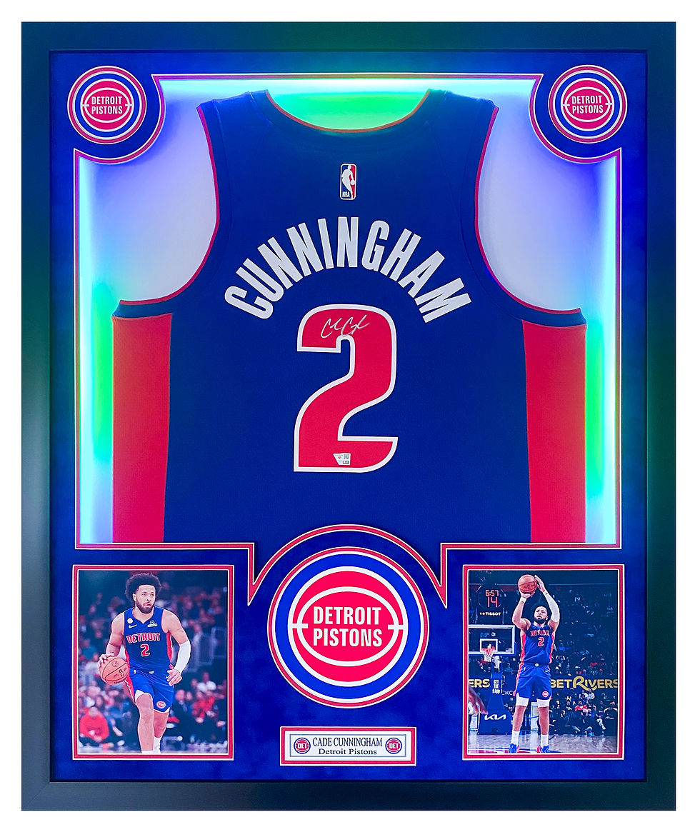 Thumbnail: Cade Cunningham Autographed Framed Jersey Detroit Pistons LED Signed