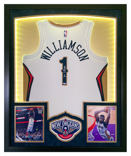 Zion Williamson Autographed Framed Jersey LED Pelicans Fanatics