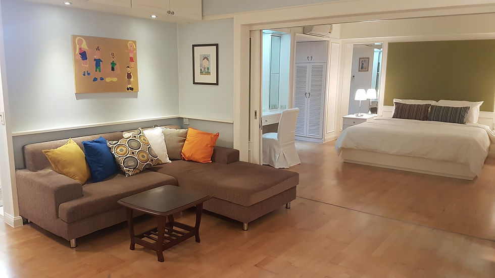 Renovated living room at Baan Suan Palm condo in Chaeng Watthana