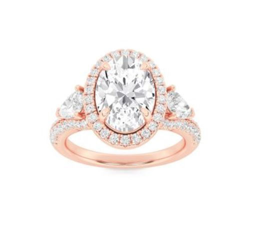 Thumbnail: Classic Center Oval 3 Stone with Side Pear Stones Engagement Ring