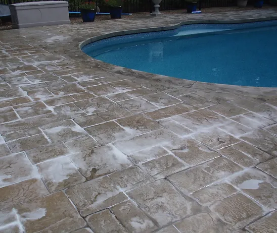 Sealing Stamped Concrete Swimming Pool Patio D
