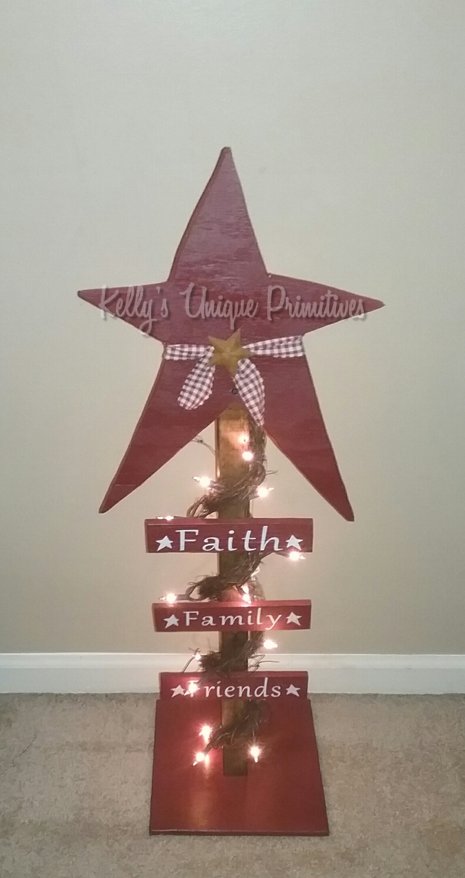 Faith Family Friends Lighted Star Post