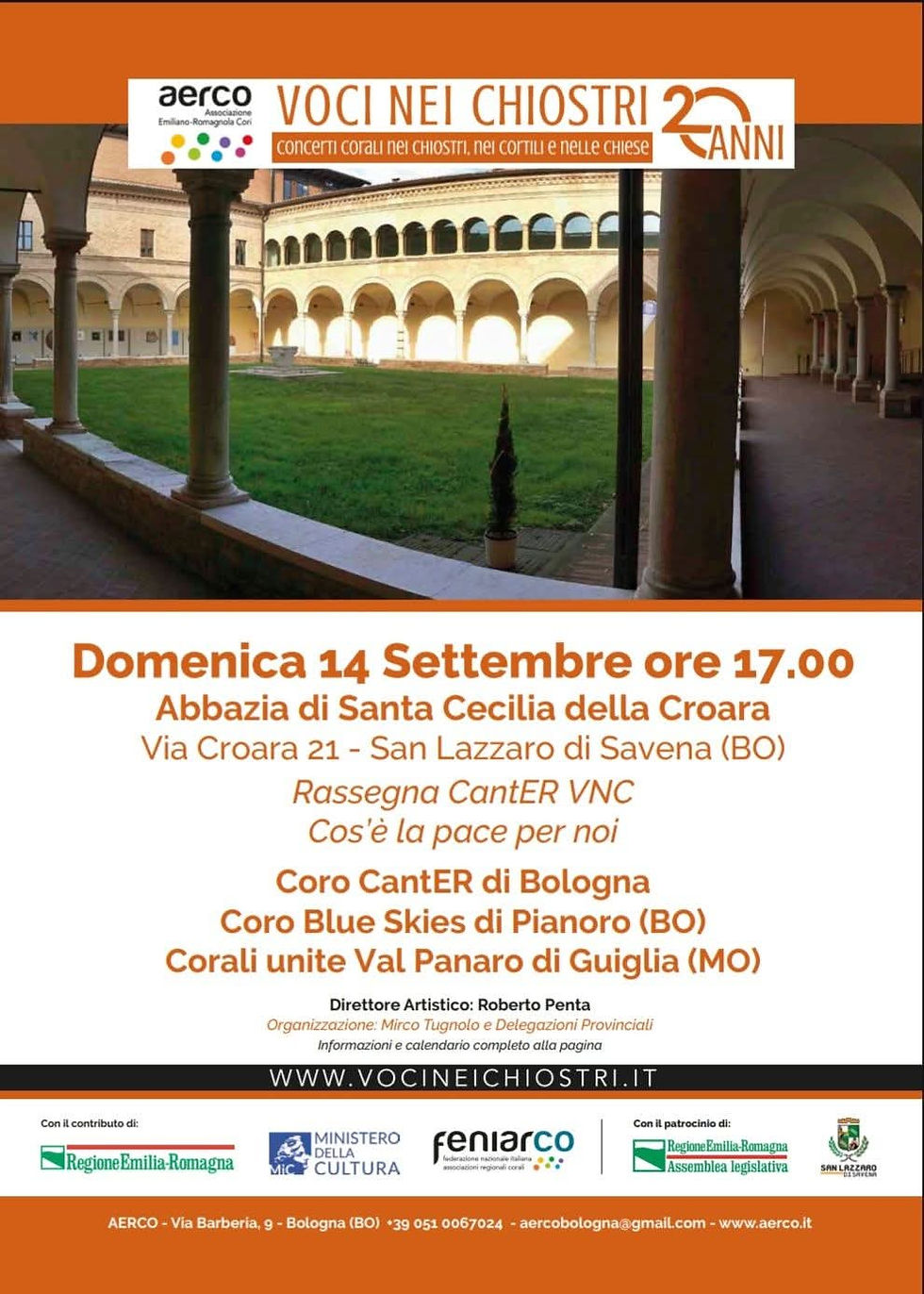 Circolo dipendenti della Regione Emilia Romagna: rassegna "Voci nei chiostri" 14 settembre ore 17 a Bologna