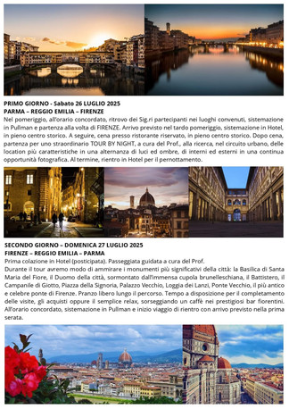 Cral Sanità Reggio Emilia: dal 26 al 27 luglio Firenze di notte